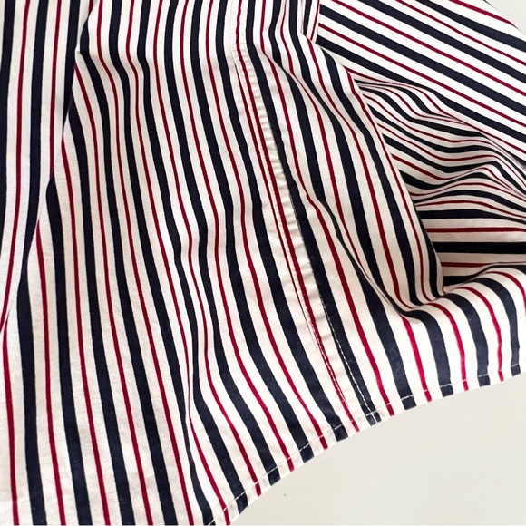 Vtg Tommy Hilfiger grandad Shirt Sz XL Crest Striped Poplin Band Collar preppy - Picture 12 of 16